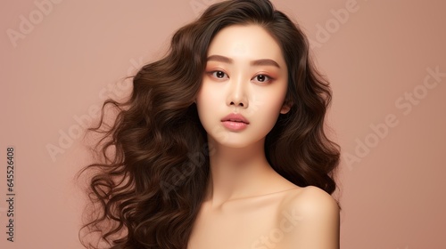 Portrait of a beauty asian woman on studio background. generative ai