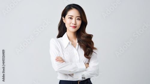 Portrait of a business woman isolated on white background. generative ai