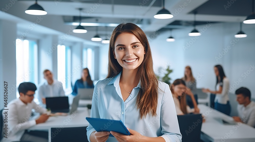 businesswoman holds a tablet computer. businesswoman holds a tablet computer.