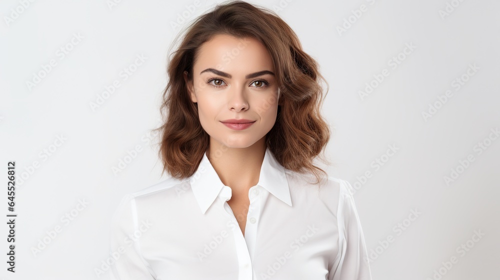 Portrait business woman on white background. generative ai Portrait business woman on white background. generative ai