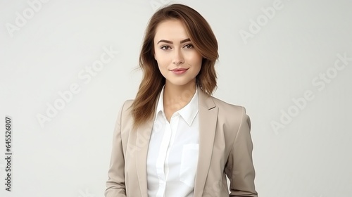 Portrait of a business woman on white background. generative ai