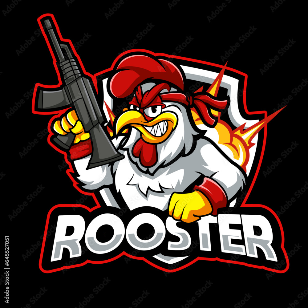 Rooster gunners mascot. esport logo design Rooster gunners mascot. esport logo design