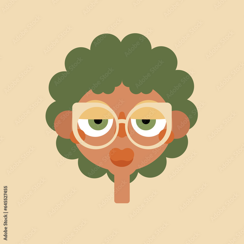Black Lady avatar illustration with big eyes