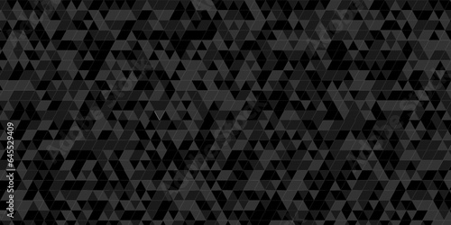 Abstract seamless small geomatric dark black pattern background with lines Geometric print composed of triangles. Black triangle tiles pattern mosaic background. 