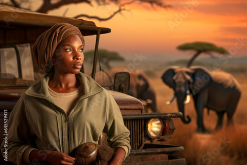 Safari Guide: A Portrait of an African Tour Guide, Ready to Lead You on a Safari, with a Blurred Background, perfect to add text, copy space