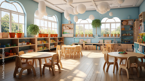 Innovative Learning Spaces. A Glimpse into the Modern Preschool Classroom. Generative AI