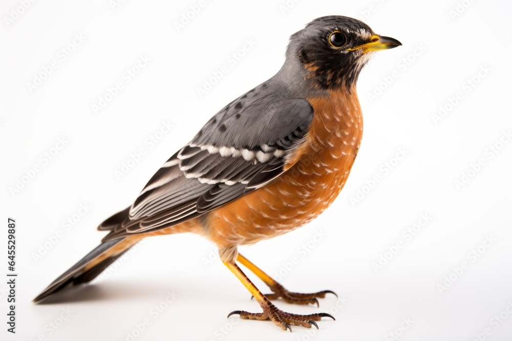 Close-up studio portrait of American Robin Turdus migratorius. Blank for design Close-up studio portrait of American Robin Turdus migratorius. Blank for design