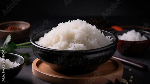 A Medley of Cultural Traditions and Culinary Excellence with Pristine White Rice as the Star. Generative AI