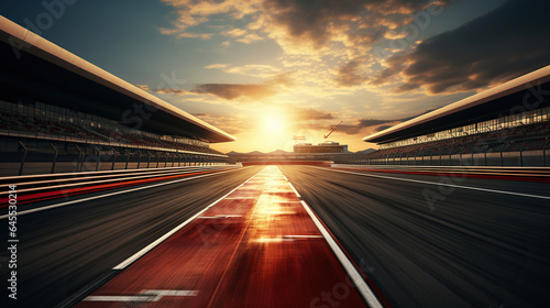 Motorsport f1 racing track in motion. Generative AI © coco