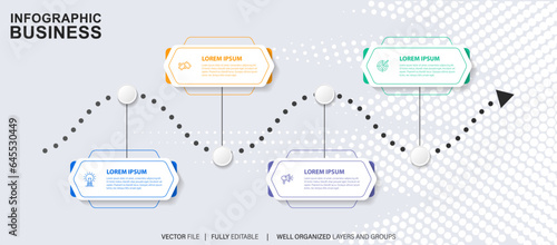 Business process infographic template. Thin line design with numbers 4 options or steps. Vector illustration graphic design