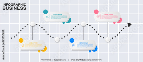 Timeline infographic design with circle for business template. Vector 4 steps.