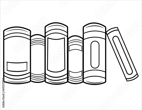 Libros para librero, ilustracion vectorial sin color para pintar.