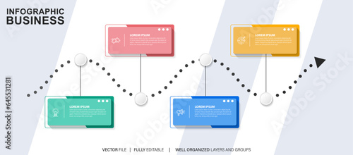 Timeline infographic design with circle for business template. Vector 4 steps.