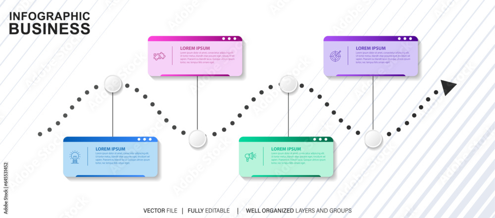 Business infographic template. Thin line design label with icon and 4 options, steps or processes. Business infographic template. Thin line design label with icon and 4 options, steps or processes.