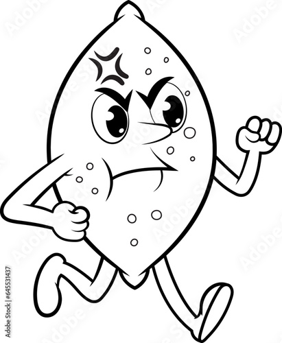 Limon agrio enojado ilustracion vectorial para pintar