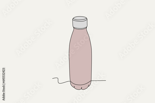 Color illustration of a plastic tumbler. Tumbler one-line drawing