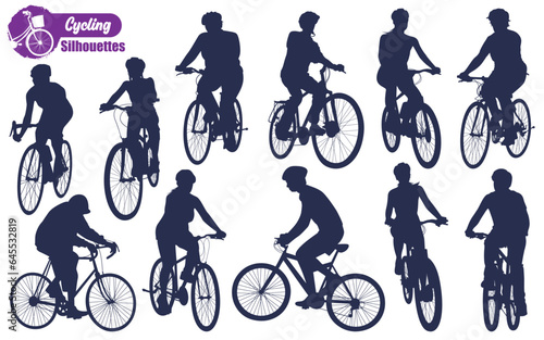 Bicyclist or Cycling Silhouettes Vector illustration