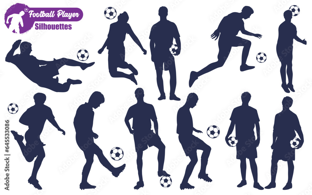 Male Football Player Silhouettes Vector illustration Male Football Player Silhouettes Vector illustration