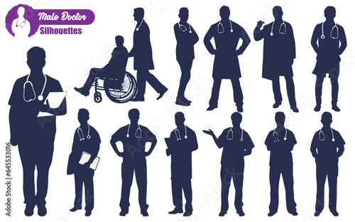 Male Doctors Silhouettes Vector illustration