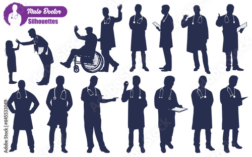 Male Doctors Silhouettes Vector illustration