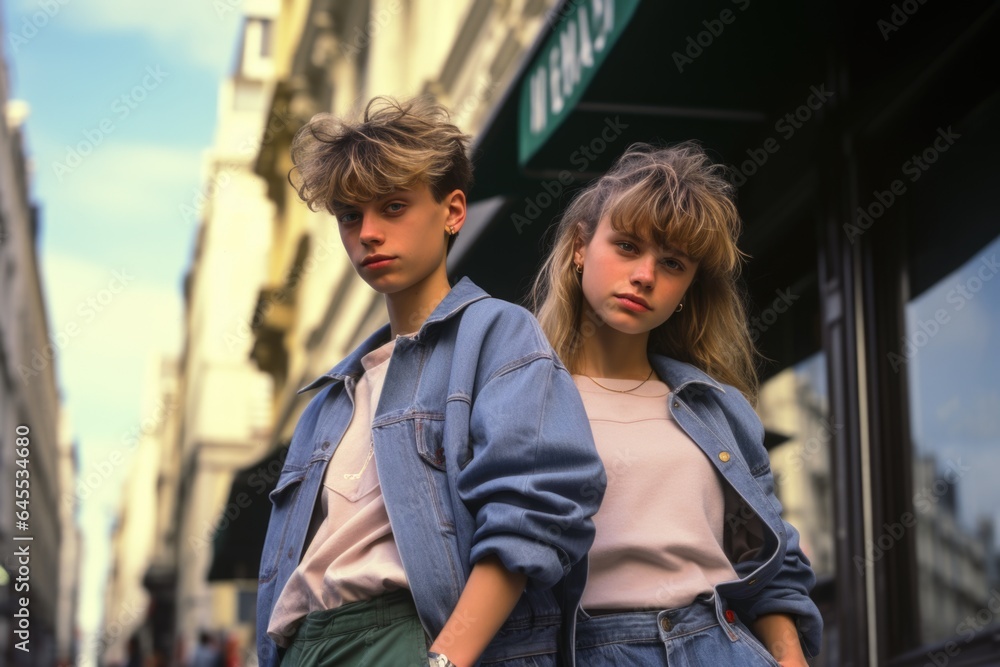 Nostalgic Paris stroll: Friends in the enchanting streets of the '90s.