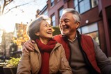 Generative AI : An elderly Hispanic couple enjoying outdoors, their love palpable