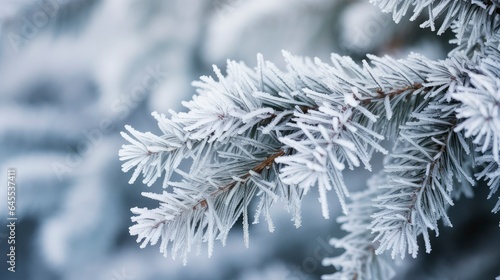 Cold snow covered pine tree trunks