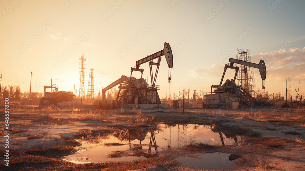 oil wells where crude oil is extracted from the ground
