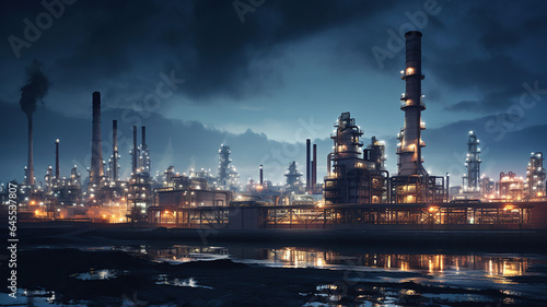 the industrial complexes where crude oil is refined into various petroleum products © vectorizer88