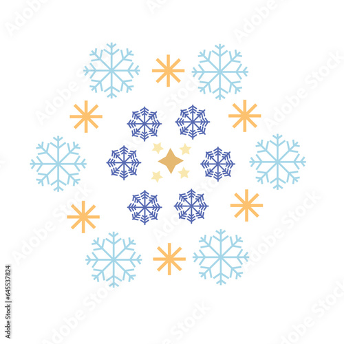 Snowflake variations icon. Snowflakes  ice crystal on transparent background. Winter symbol. Christmas logo sign. 