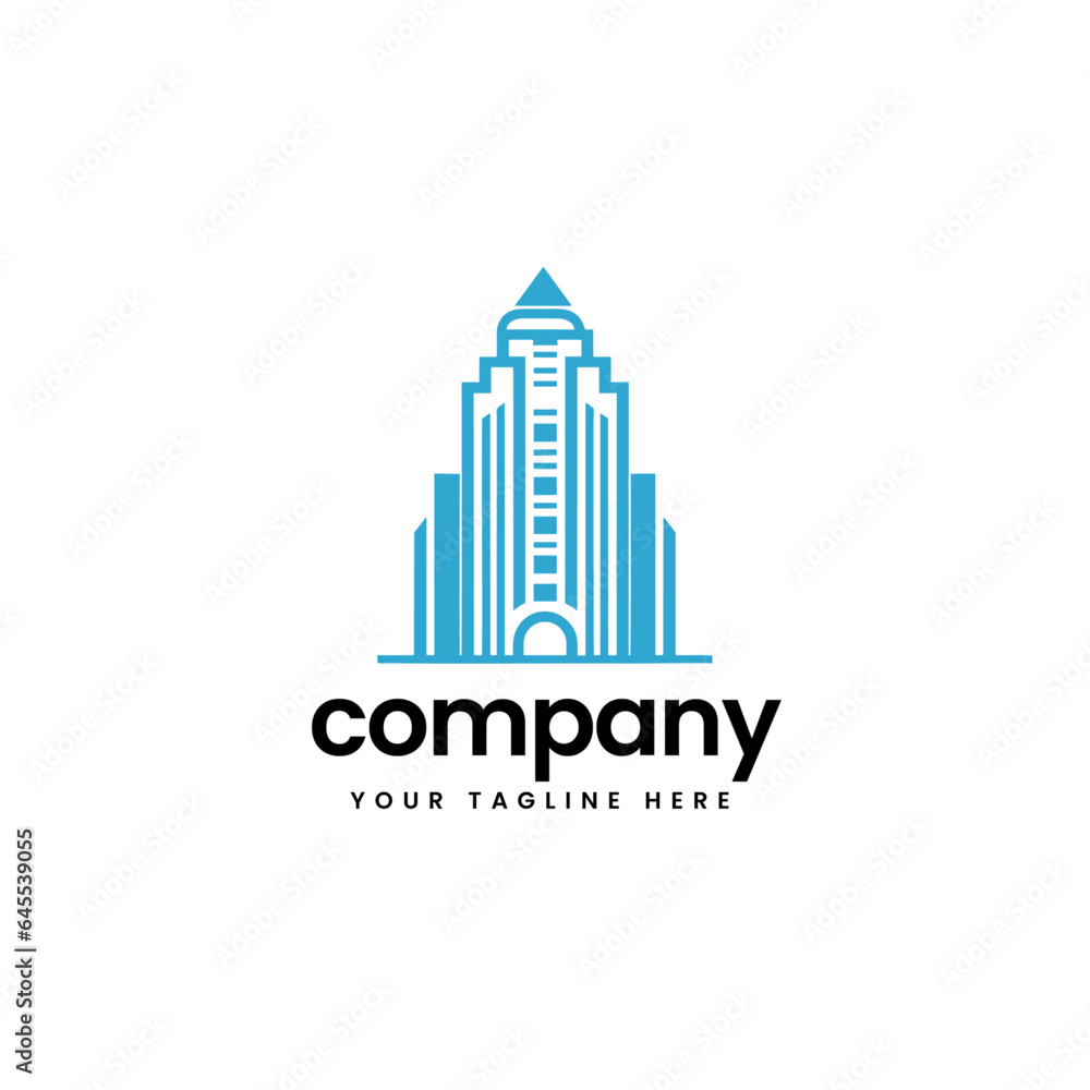 abstract blue real estate building construction builders apartment house architecture skyline build business company minimalist logo