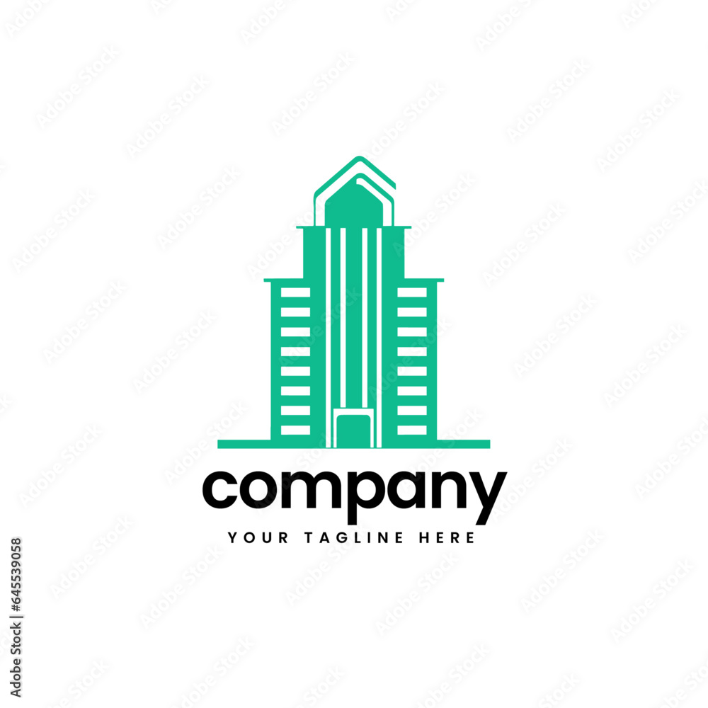 green real estate building construction builders apartment house architecture skyline build business company minimalist logo