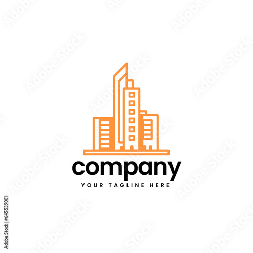 modern clean real estate building construction builders apartment house architecture skyline build business company minimalist logo