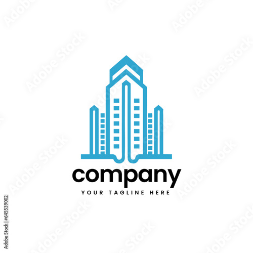 real estate building construction builders apartment house architecture skyline build business company minimalist logo