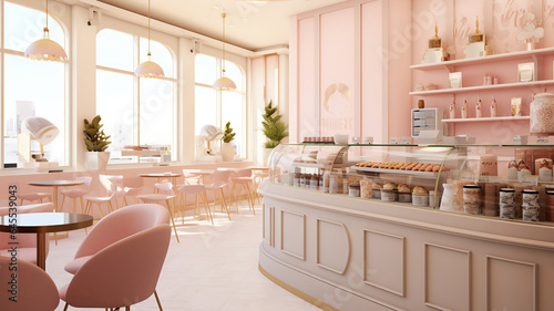 Enchanting interior decor of the ice cream shop space