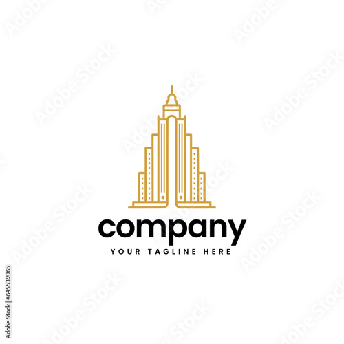 skyline real estate building construction builders apartment house architecture build business company minimalist logo