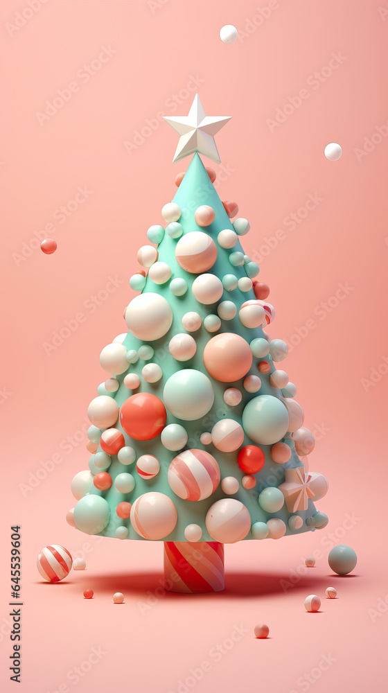 Minimalistic Style of a Christmas Tree over an Abstract Background. Simple Design. Minimalistic Style of a Christmas Tree over an Abstract Background. Simple Design.