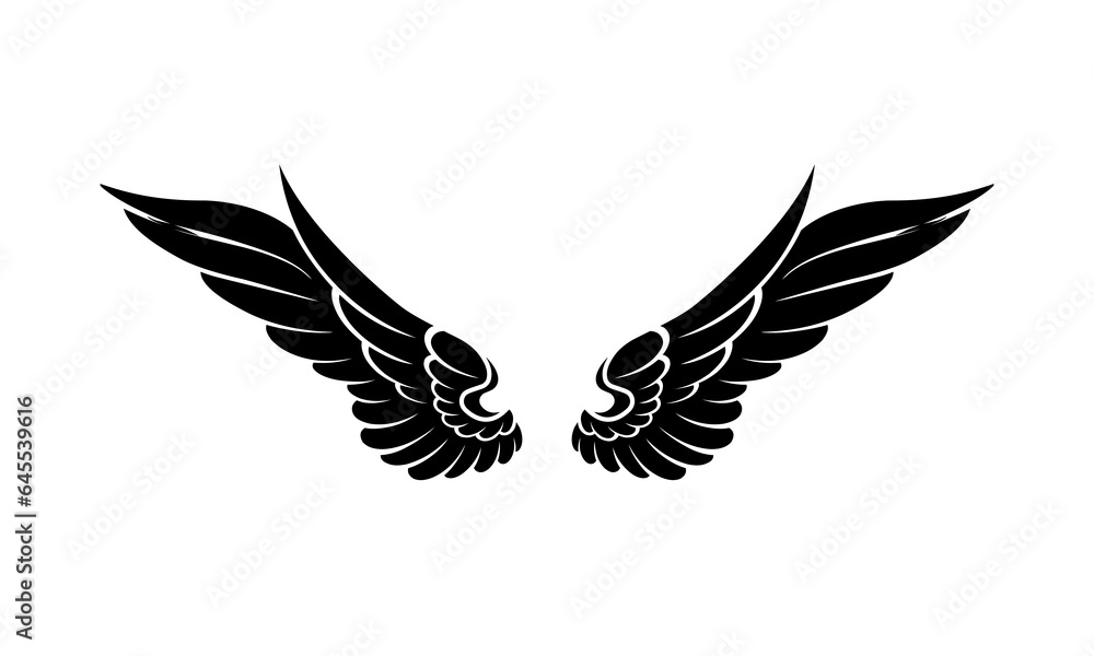 Fototapeta premium vector silhouette of angel wings tattoo design