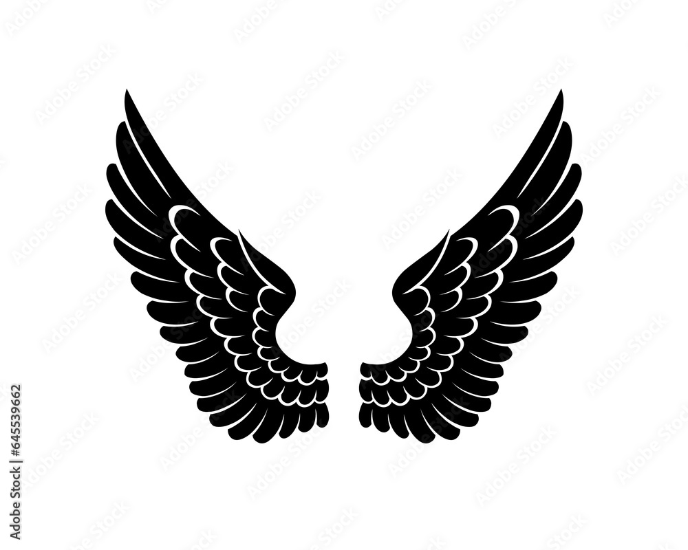 Obraz premium vector silhouette of angel wings tattoo design