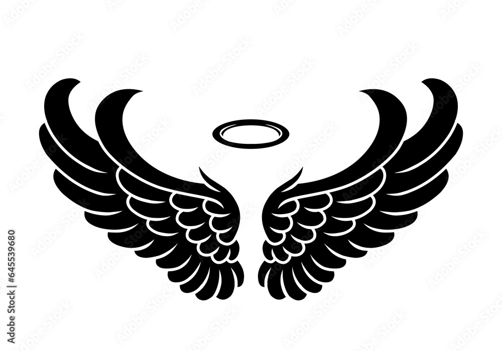 Fototapeta premium vector silhouette of angel wings tattoo design