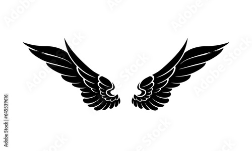 vector silhouette of angel wings tattoo design