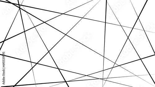 Random line pattern. Geometric abstract lines background. Black chaotic texture. Diagonal and straight line pattern on white background. Vector.