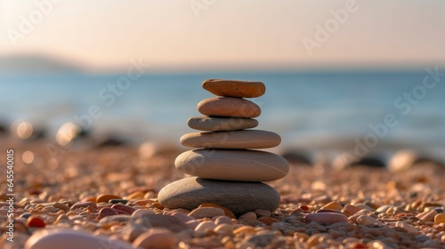 Stack of balanced rocks on the coast