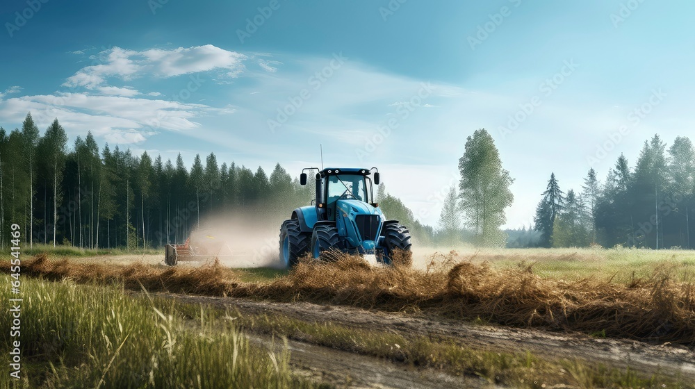 Fototapeta premium Forestry truck with forest in the background