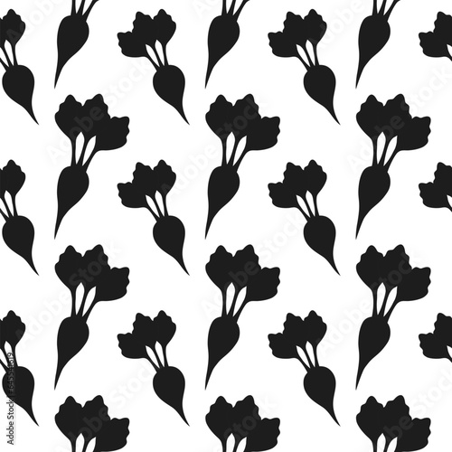 Black and white roots on white background vector seamless pattern.