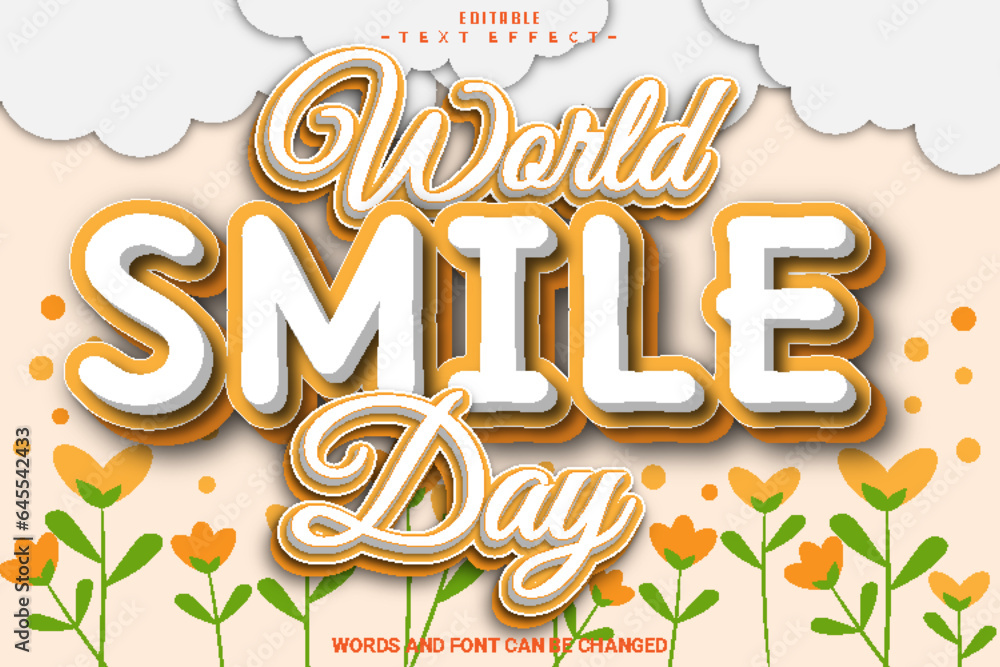 Fototapeta premium World mile Day Editable Text Effect 3D Emboss Modern Gradient Style