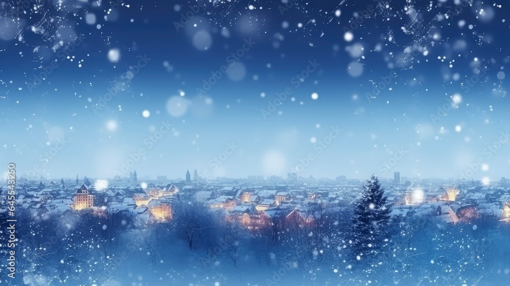Obraz premium Winter, snow and blurred trees background