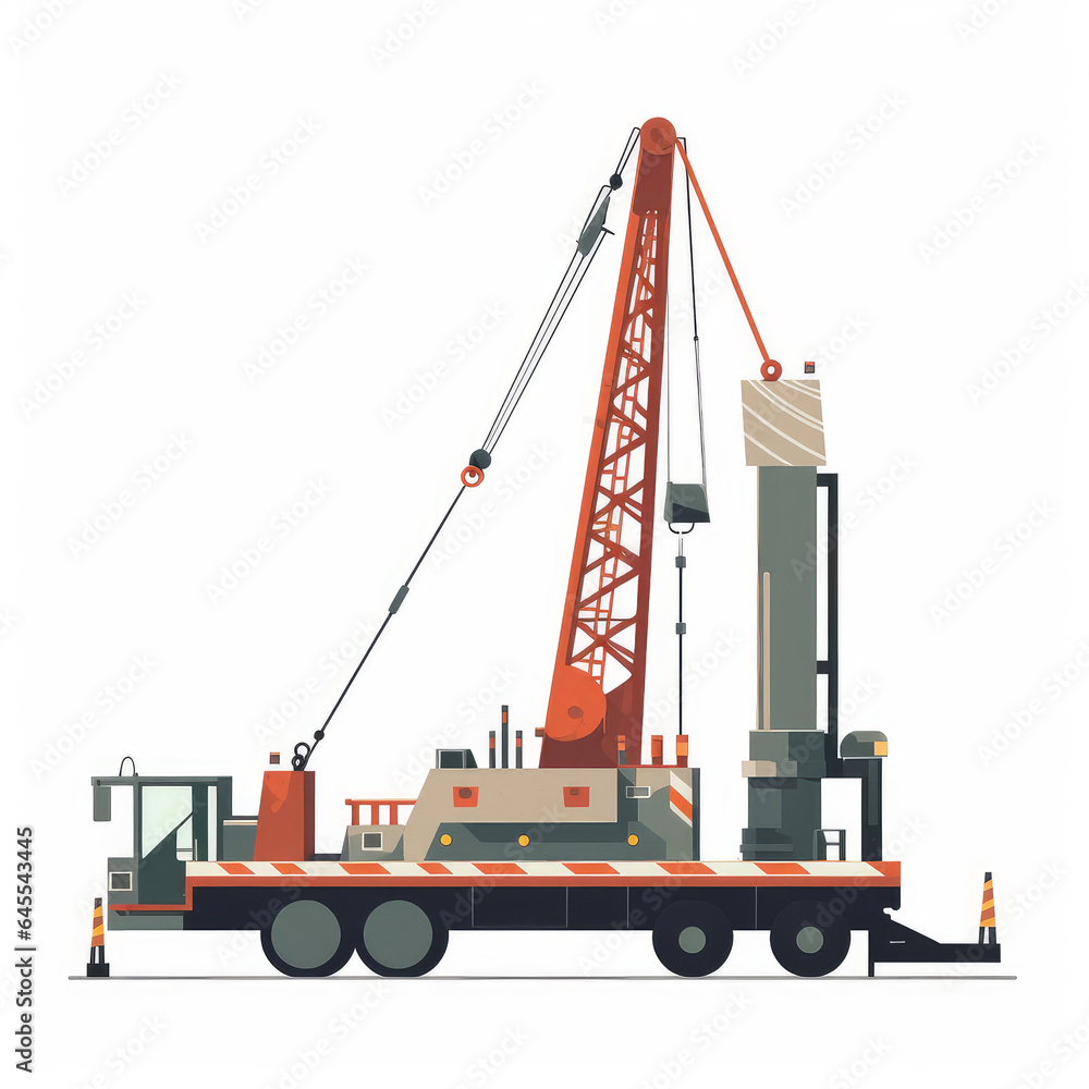 Piling rig, 2D, simple, flat vector, cute cartoon, illustration, construction equipment, child-friendly, educational materials, whimsical graphics, charming design, lovable, playful Piling rig, 2D, simple, flat vector, cute cartoon, illustration, construction equipment, child-friendly, educational materials, whimsical graphics, charming design, lovable, playful