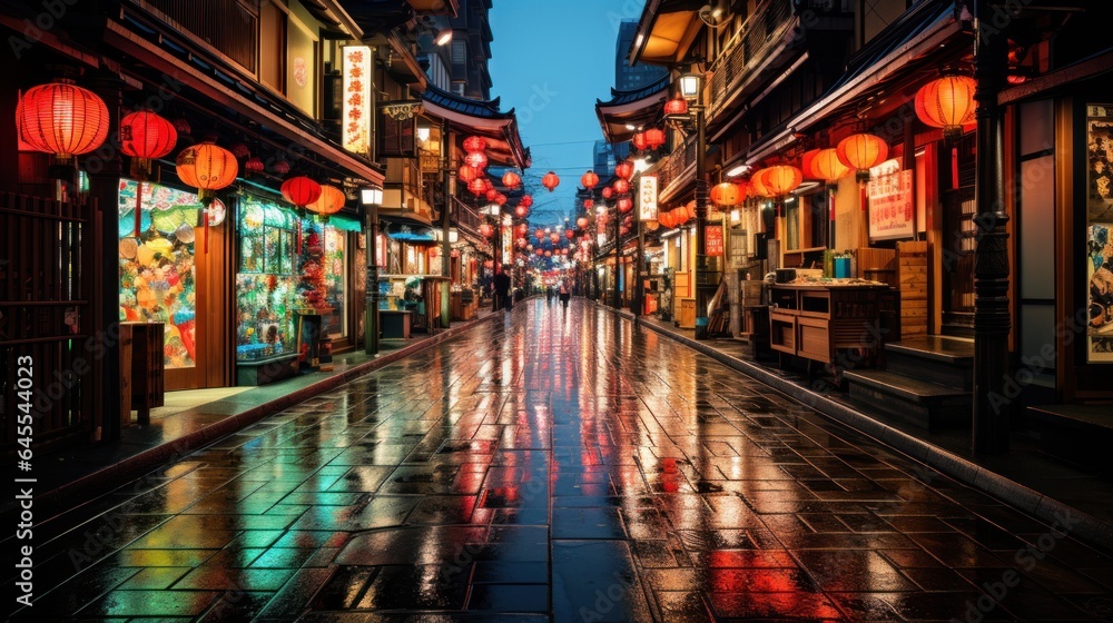 Bustling Shopping District In Kyoto,