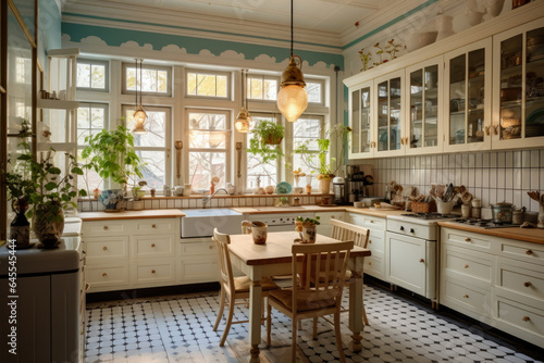 Nostalgic Charm and Timeless Elegance: A Captivating Vintage Retro Kitchen Interior